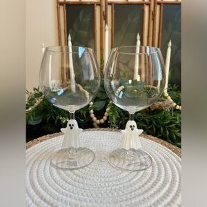 Halloween Ghost Stem Acrylic Wine Goblet Set of 2